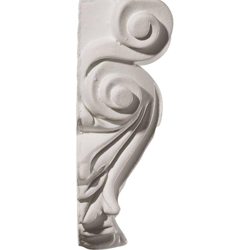 Primed White Polyurethane Scroll Leaf Decorative Corbel