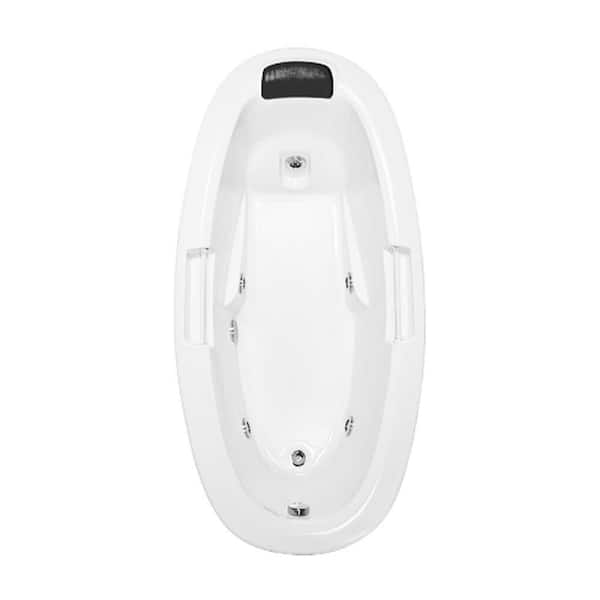 Comfortflo 72 in. x 36 in. Acrylic Oval Drop-in Whirlpool Bathtub with Reversible Drain in White