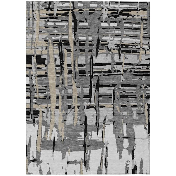 Chantille Machine Washable Indoor/Outdoor Abstract ACN2989 Gray 8 ft. x 10 ft. Area Rug