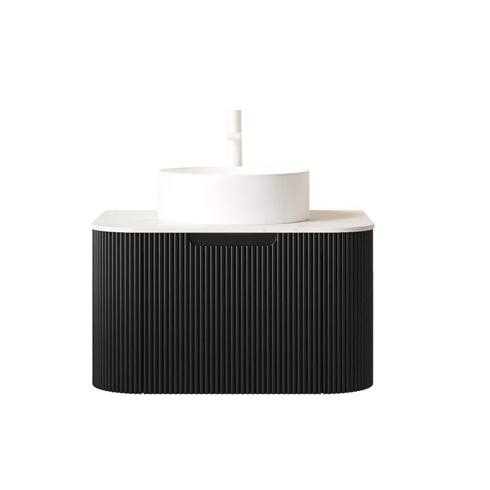 24 in. W x 19 in. D x 19 in. H Floating Bath Vanity in Black with White Sintered Stone Top price history on PriceWatchPro