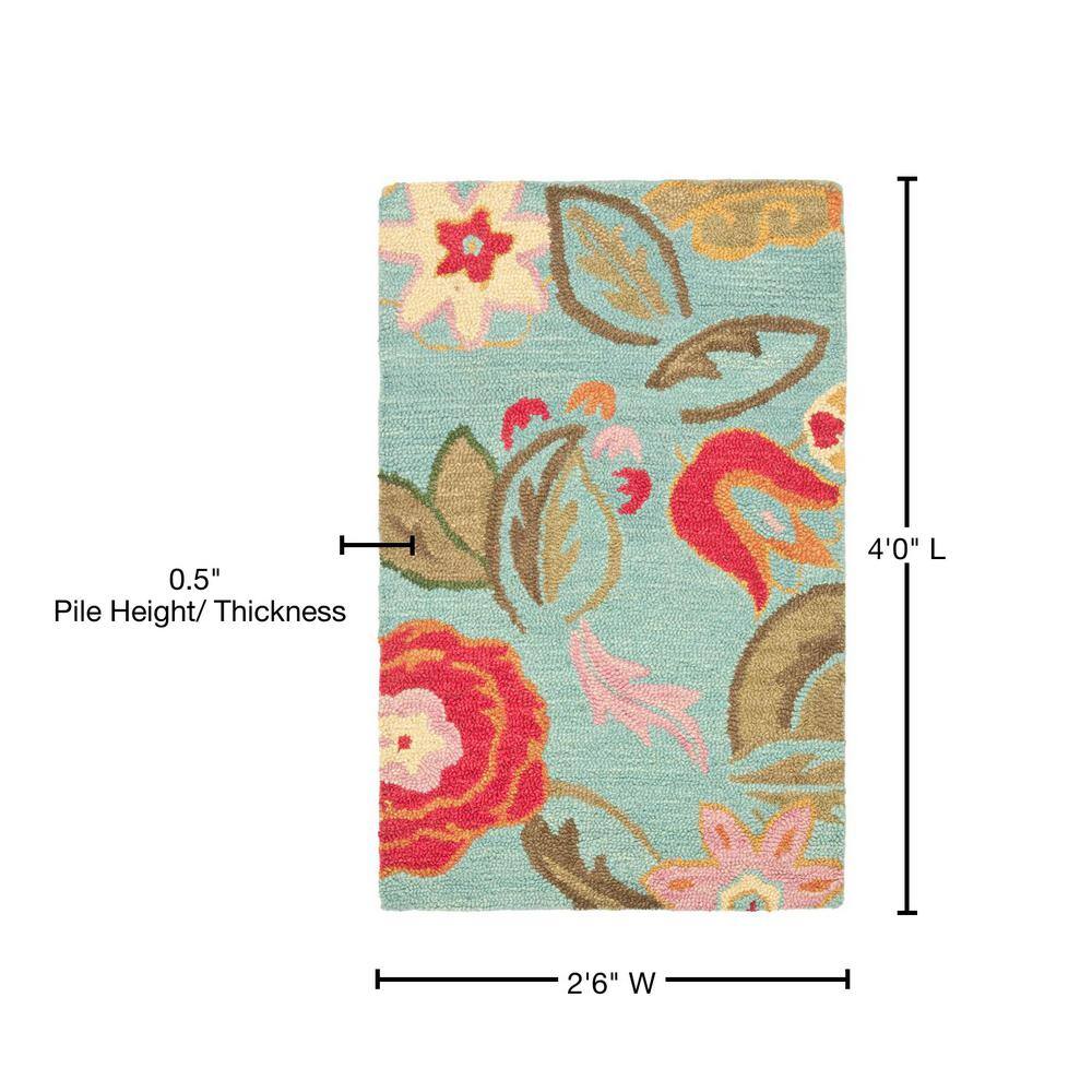 Handmade Tufted Wool Floral Area Rug, Blue, 2'6" x 4'