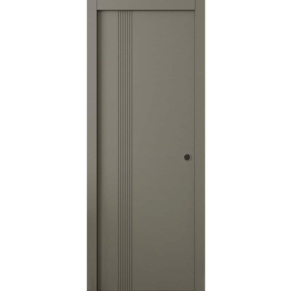 0112-32 in. x 84 in. Universal/Reversible Dove Grey Color Solid Core Wood Sliding Door Kit with Quick Assemble Jamb price history on PriceWatchPro