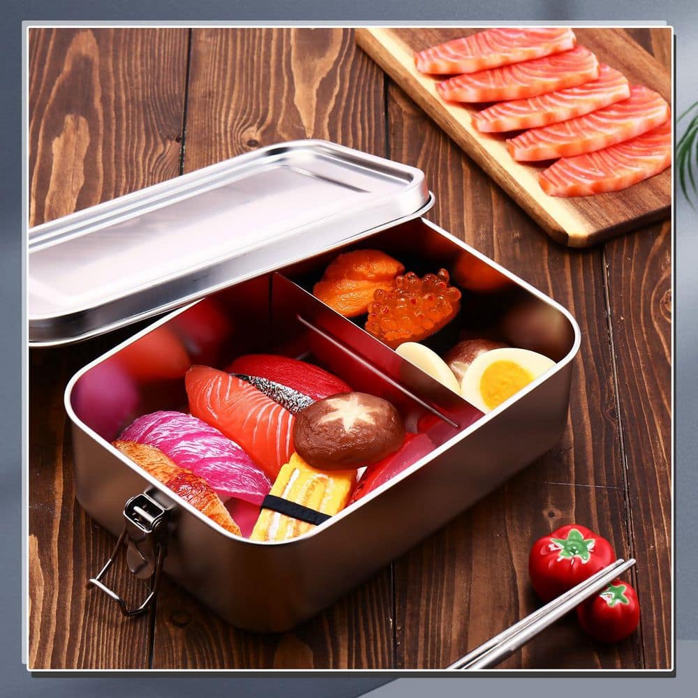 LAIFUCAM 1400ml Leak Proof Lockable Clips Stainless Steel Food