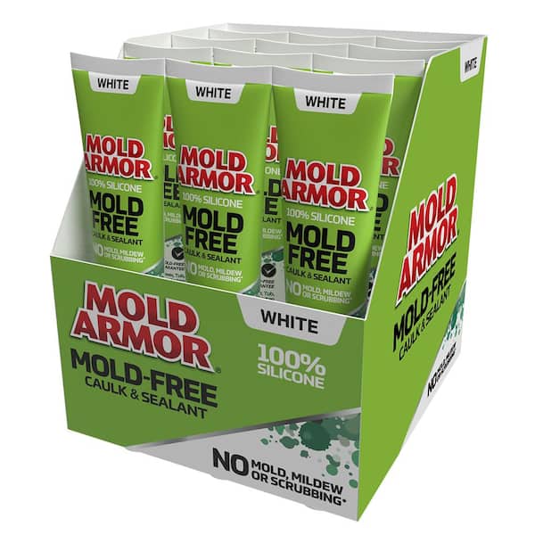 MOLD ARMOR 100% Silicone Mold Free Caulk & Sealant (Clear), 10 Fl Oz. 