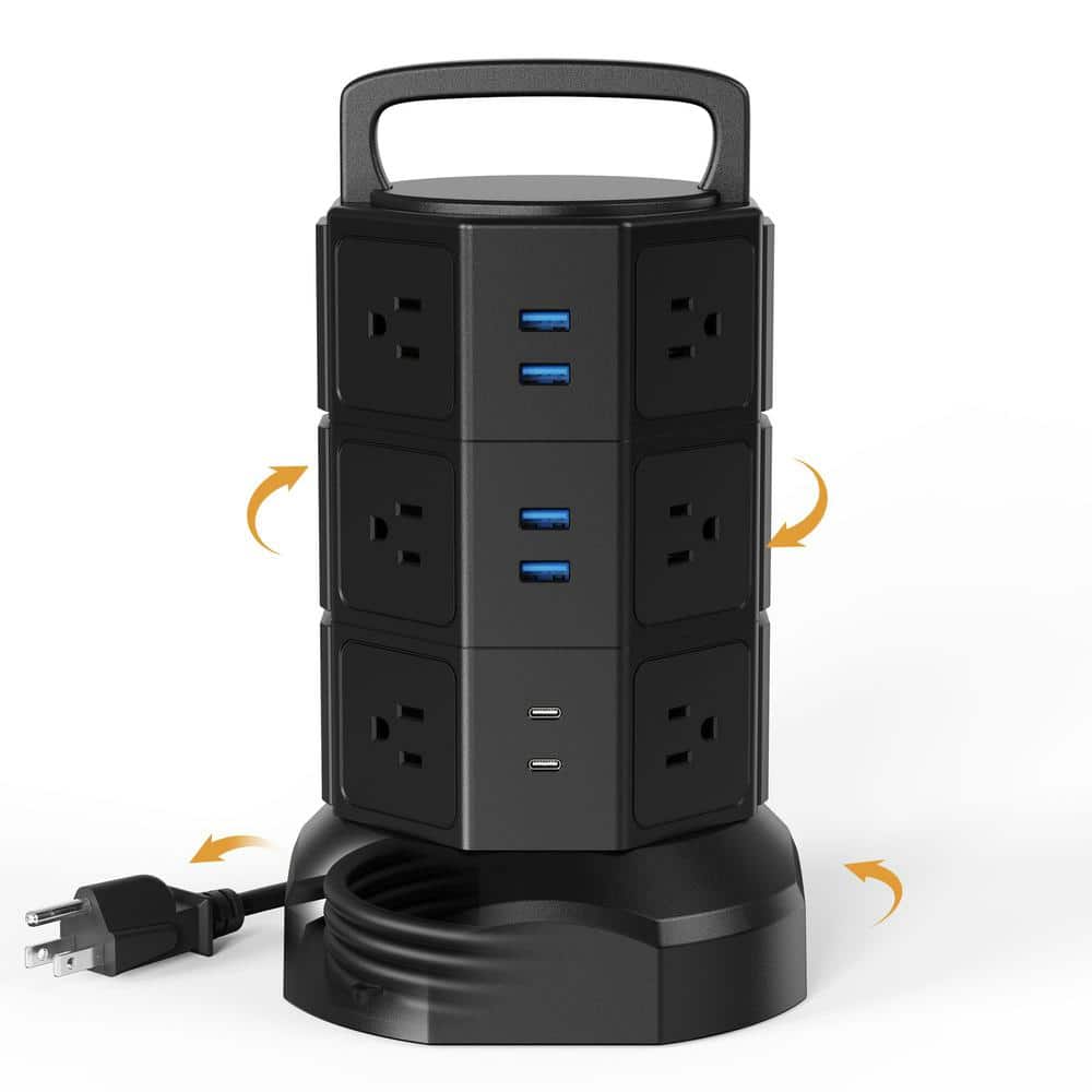 12-Outlet Power Strip Surge Protector with 6-USB Ports and 6.5 ft. Heavy Duty Extension Cord Black price history on PriceWatchPro