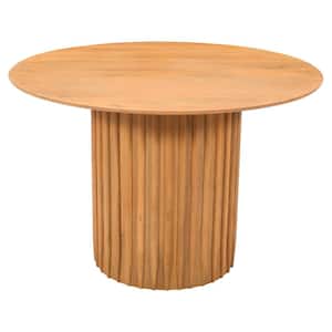 45 in. Brown Wood Round Top Pedestal Base Dining Table Seats 4