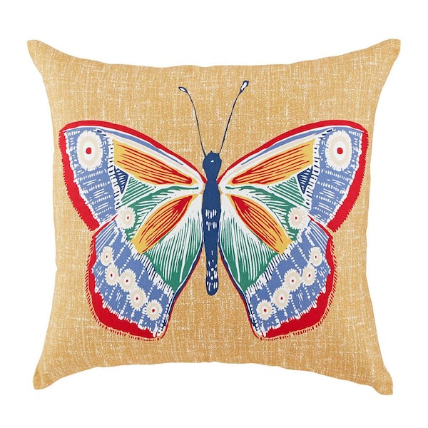 Hampton Bay 18 in. x 18 in. Butterfly Charm Outdoor Throw pillow