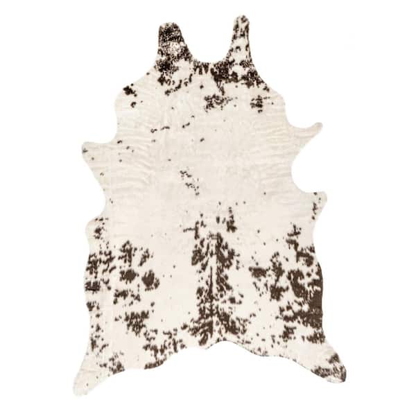 Marcia Machine Washable Faux Cowhide Brown Doormat 4 ft. x 5 ft. Accent Rug