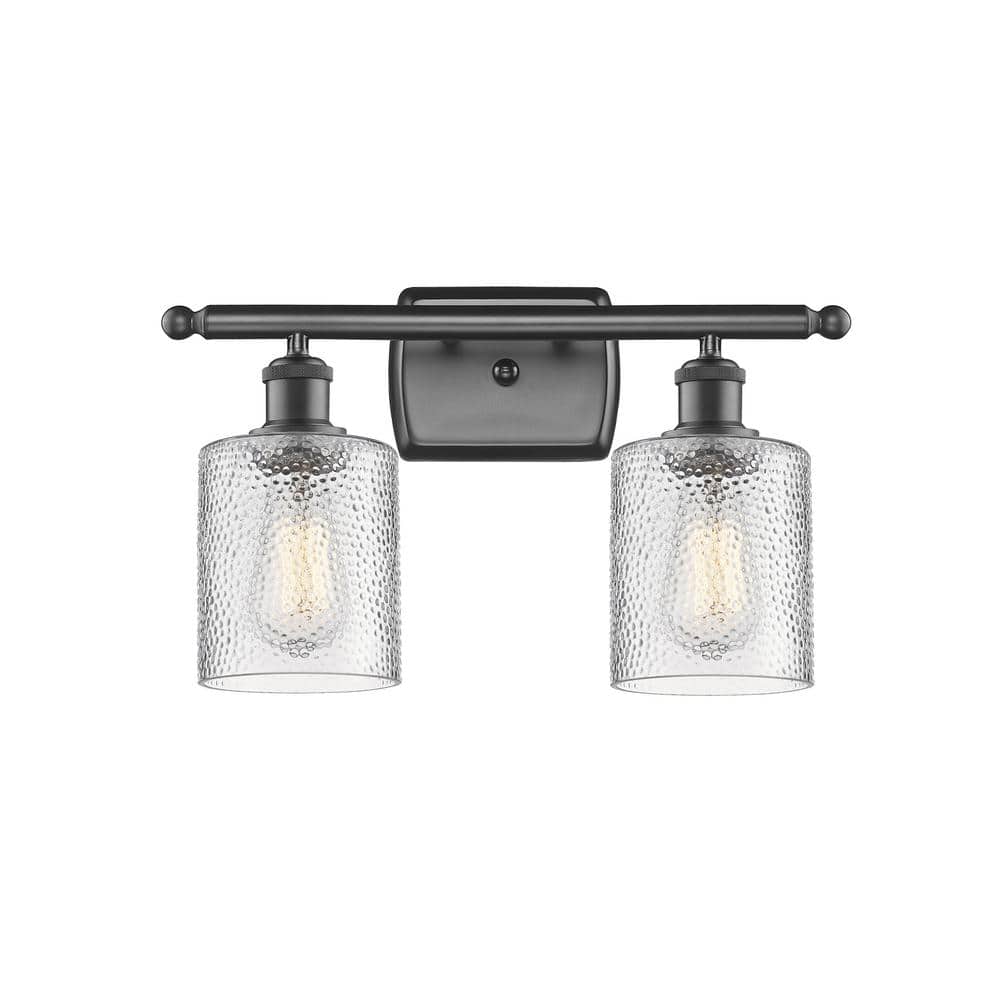 Cobbleskill 16 in. 2-Light Oil Rubbed Bronze Vanity Light with Clear Glass Shade price history on PriceWatchPro