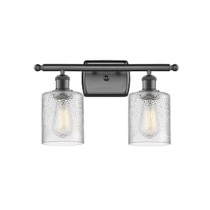 Cobbleskill 16 in. 2-Light Oil Rubbed Bronze Vanity Light with Clear Glass Shade