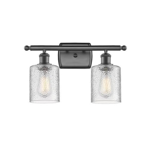 Innovations Cobbleskill 16 in. 2-Light Oil Rubbed Bronze Vanity Light with Clear Glass Shade