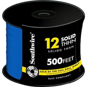 500 ft. 12-Gauge Blue Solid CU THHN Wire