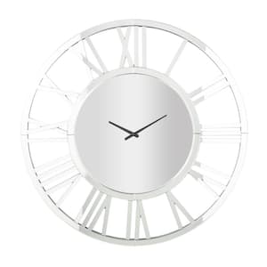 Silver Glass Mirrored Wall Clock