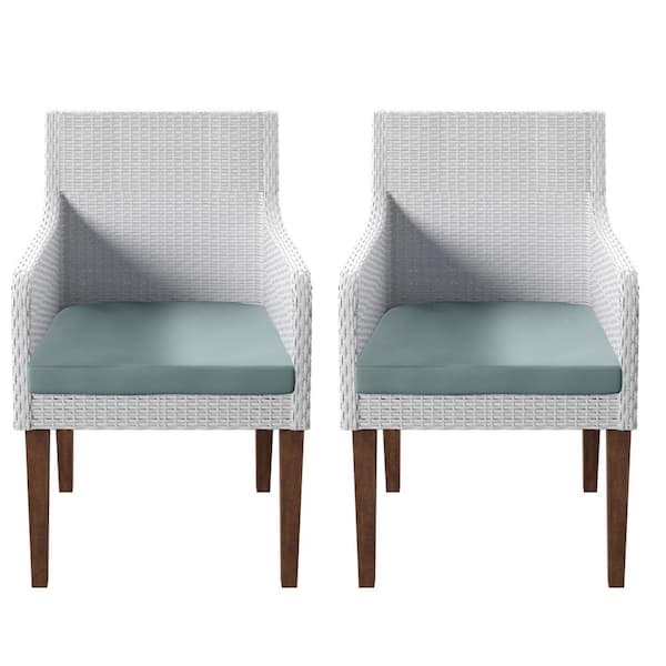 TK CLASSICS Cushioned Acacia Wood Outdoor Dining Chairs with Spa Cushions (Set of 2)