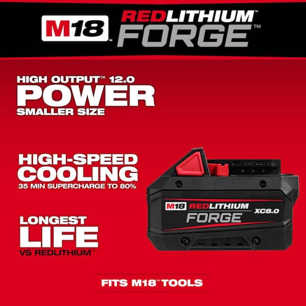 M18 18V Lithium-Ion REDLITHIUM FORGE 8.0 Ah Battery (2-Pack) with M18 18V Dual Bay Simultaneous Super Charger