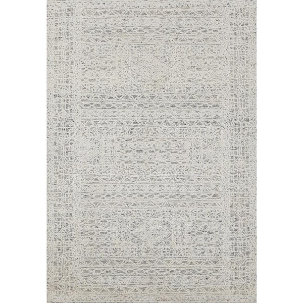 Vigo Taupe/Charcoal/Ivory 8 ft. x 10 ft. Border Area Rug