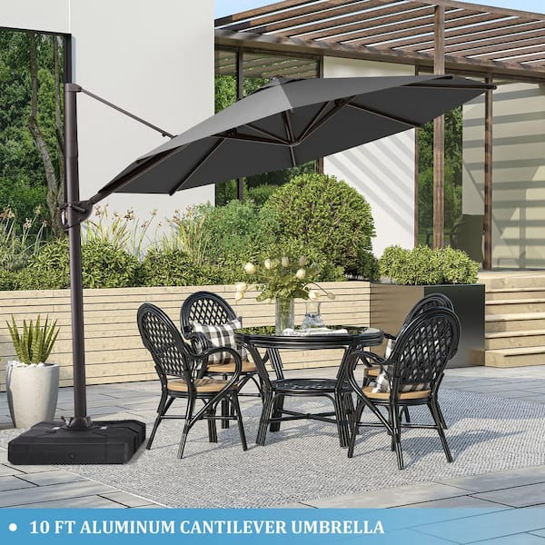 Crestlive Products 10 ft. x 10 ft. Patio Cantilever Umbrella, Heavy-Duty Frame Umbrella in Dark Gray