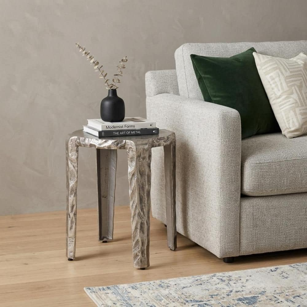 20.00 in. Silver Round Aluminum End Table