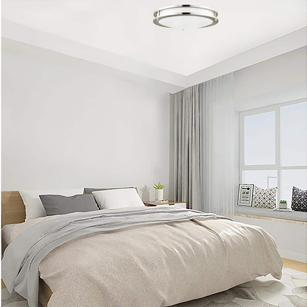 14" Brushed Nickel LED Flush Mount Ceiling Light