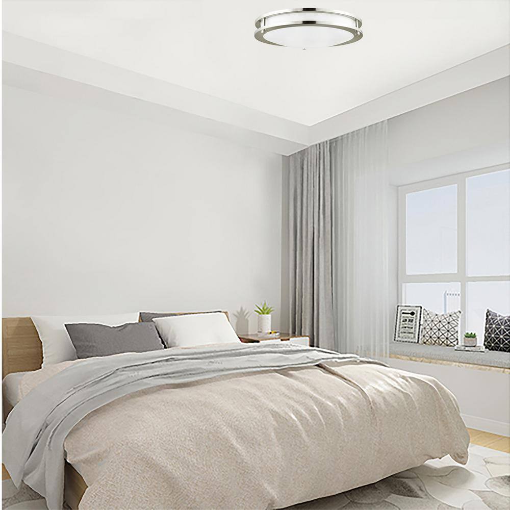 14" Brushed Nickel LED Flush Mount Ceiling Light