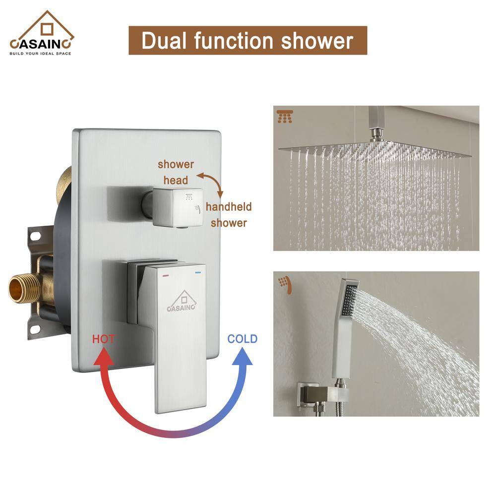 12'' Matte Black Nickel Rain Shower System with Handheld