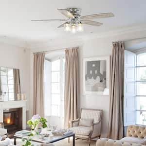 52 in. Indoor Silver Flushed Mounted Ceiling Fan with Light and Remote Control