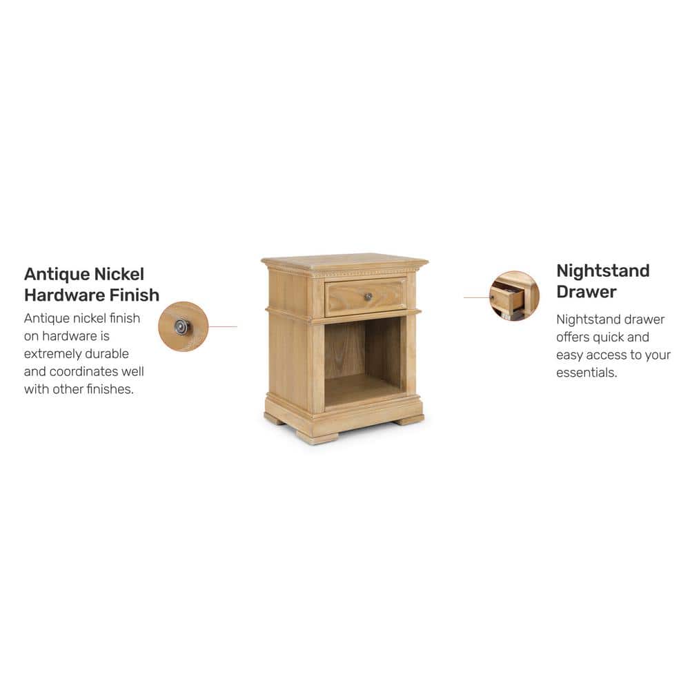 Manor House Light Brown Wood Nightstand with Drawer
