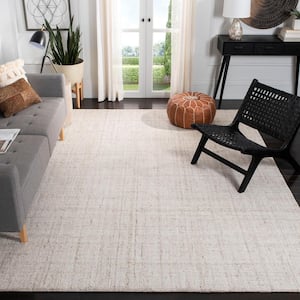 Abstract Ivory/Beige 10 ft. x 10 ft. Striped Square Area Rug