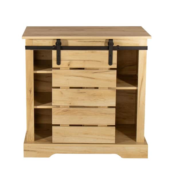 Unbranded Light Brown Side Cabinet Buffet Sideboard with Interior Shelves