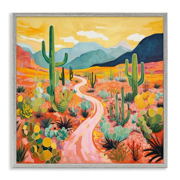 Stupell Industries Sunrise over Desert Path by LSR Design Studio Gray Framed Nature Giclee Art Print 24 in. x 24 in.