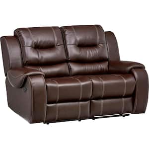 Rialto Chocolate Brown Faux-Leather Double Reclining 2-Seater Loveseat