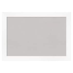 Cabinet White Narrow Framed Grey Corkboard 27 in. x 19 in Bulletin Board Memo Board