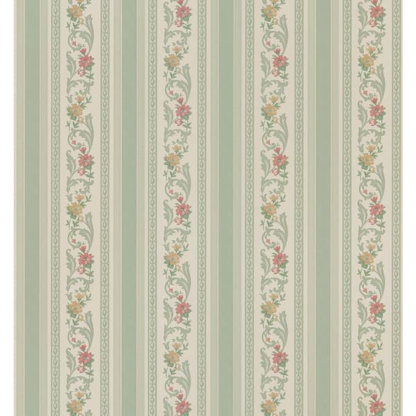 Brewster Pomander Floral Stripe Wallpaper