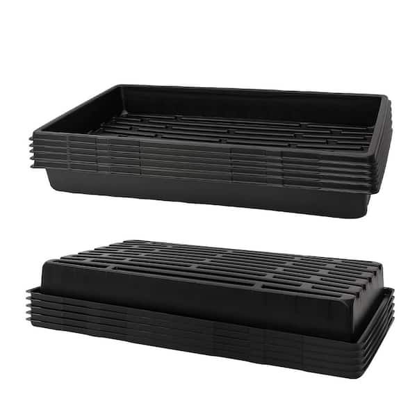 10-Pack Black Plastic 1020 Trays, Extra Thick Heavy Duty Seed Starting Trays No Holes No Leak Reusable Propagation Flats