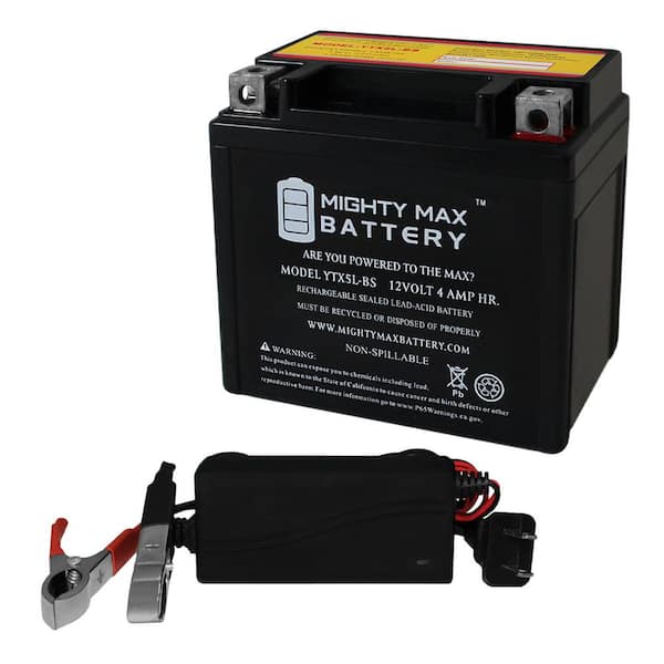 MIGHTY MAX BATTERY YTX5L-BS Replacement Battery for EverStart ES5L-BS + 12V 1A Charger