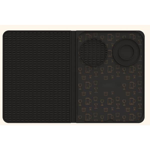 Multifunctional Black Classic Black Silicone Bar Mat and Cutting Board Set Kitchen Bar Accessories