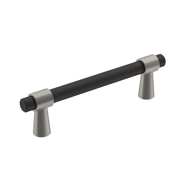 Amerock Mergence 3-3/4 in. (96mm) Modern Matte Black/Satin Nickel Bar Cabinet Pull