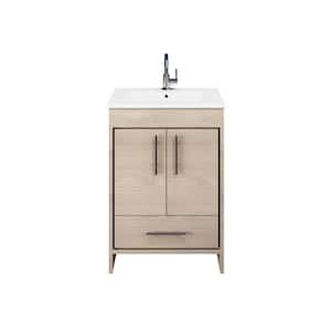 Pacific 24 in. x 18 in. D Bath Vanity in Ash Gray with Ceramic Vanity Top in White with White Basin