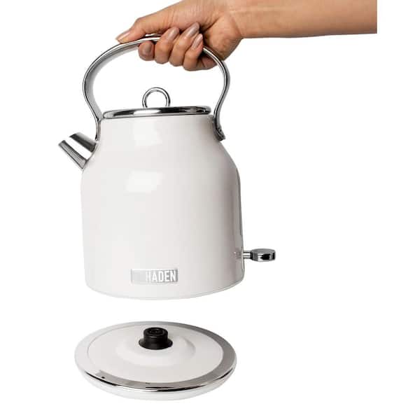 HADEN Heritage 7-Cup White Cordless Stainless Steel Retro Electric Kettle  with Auto Shut-Off 75012 - The Home Depot