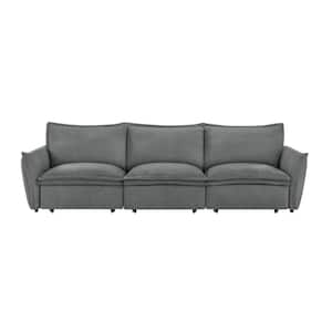 Poly and Bark Capri 99 in. Square Arm 3-Seater Sofa in Bright Ash
