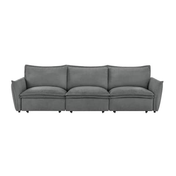 Eaden 119 in. Pillow Top Arm Fabric Rectangle Sofa in. Gray Chenille