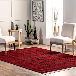 Diandra Traditional Motif Red 6 ft. 7 in. x 9 ft. Area Rug