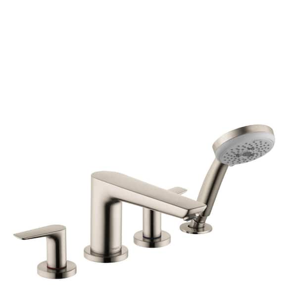 Hansgrohe Talis E 2-Handle Deck Mount Roman Tub Faucet with Hand Shower in Brushed Nickel