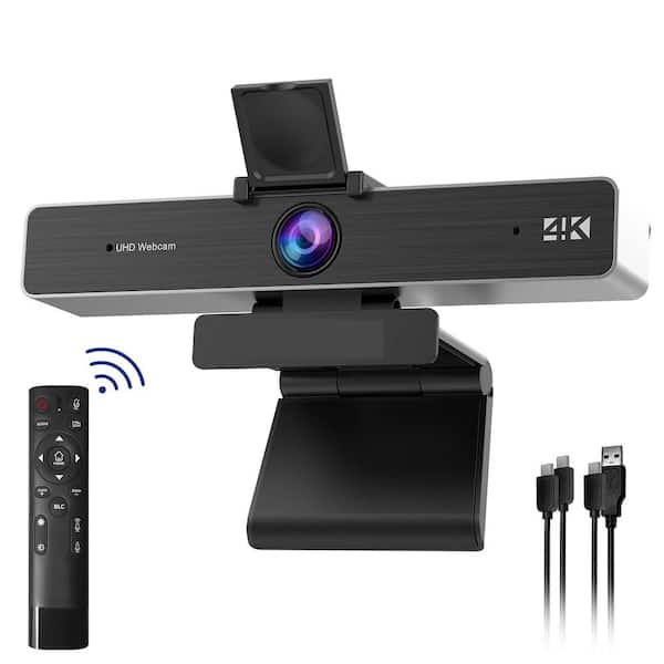 EKIEUDL Ultra HD 4K USB Webcam with RF Remote in Black (1-Pack)