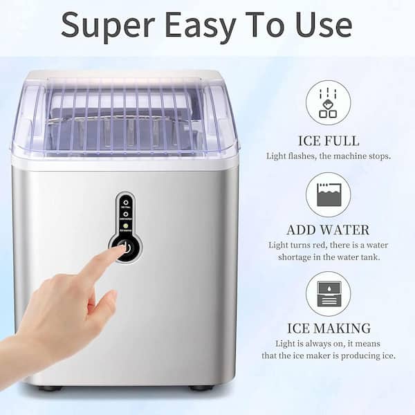 Edendirect 26 lbs./24-Hours Portable Compact Countertop Ice Maker in Silver  with Ice Scoop and Basket for Home Bar NBLWCA221018005 - The Home Depot