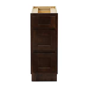 12 in. W x 21 in. D x 32.5 in. H 3-Drawers Bath Vanity Cabinet Only in Brown