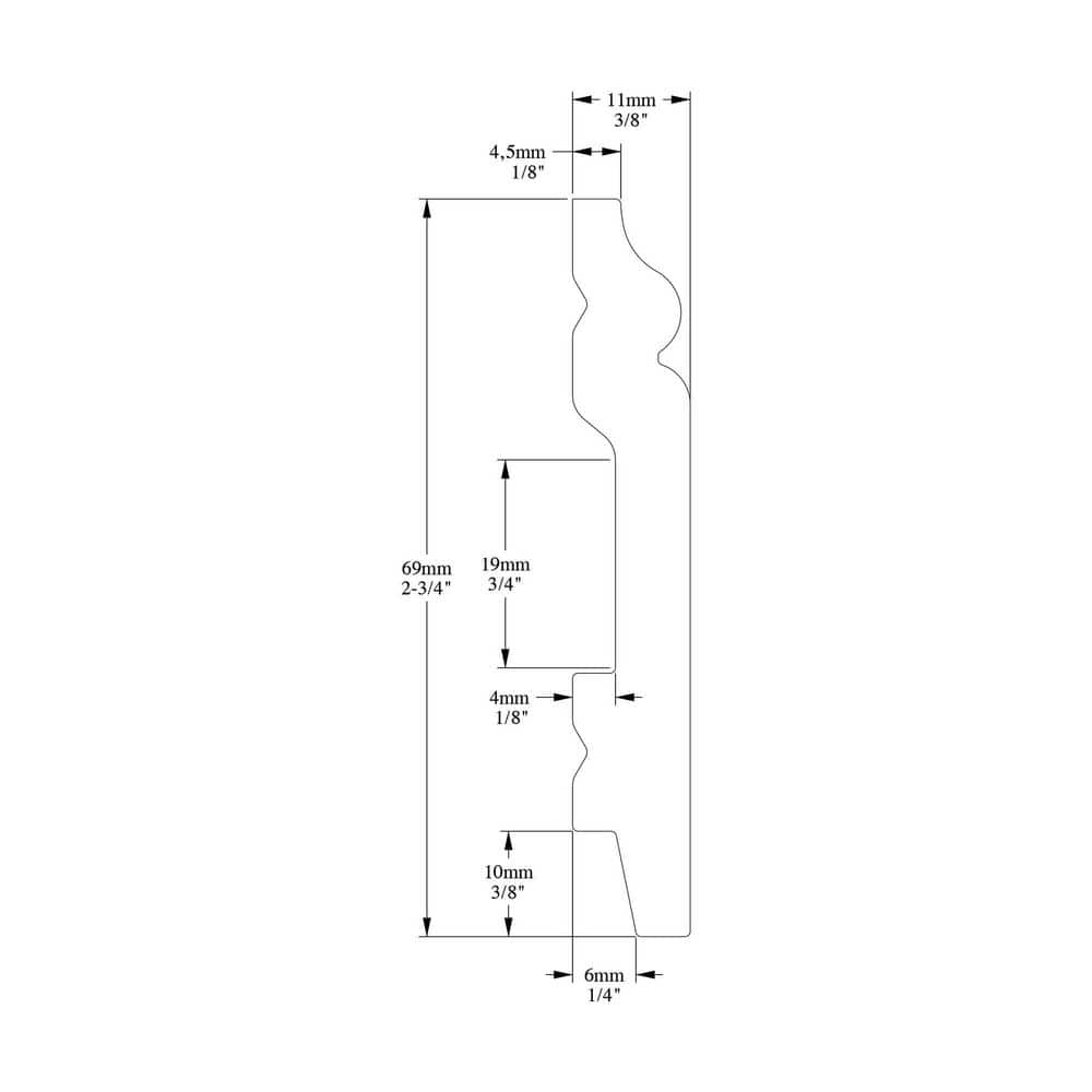 2.75'' H Primed White Polystyrene Baseboard Moulding Set
