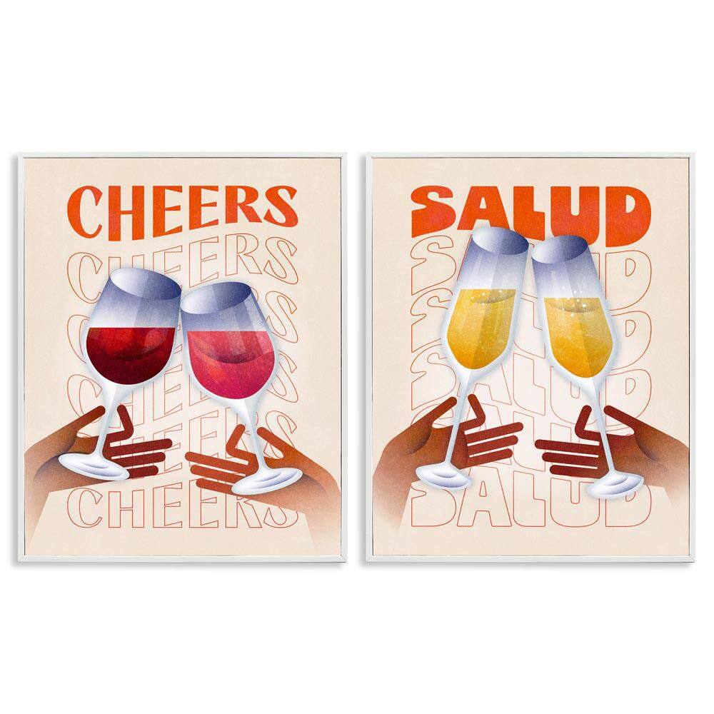 Midcentury Modern Cheers by Victoria Barnes 2 Pieces White Framed Food Giclee Art Print 14 in. x 11 in. price history on PriceWatchPro
