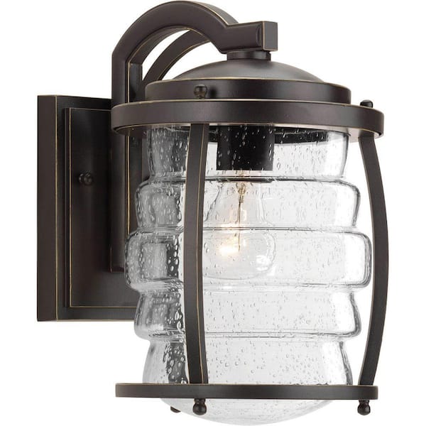 Progress Lighting Signal Bay Collection 1-Light Oil Rubbed Bronze 12 in. Outdoor Wall Lantern Sconce