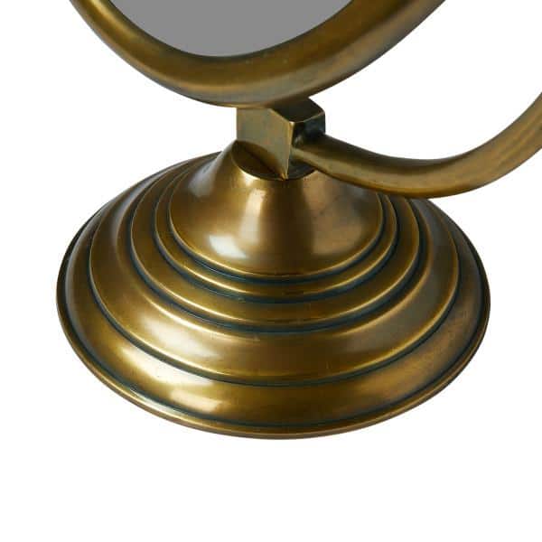 Antique Brass Oval Swivel Vanity Mirror with Aluminum Frame